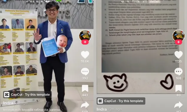 Viral Mahasiswa Ucap Terimakasih ke Cipung Rayyanza di Skripsi, Indra Survive Kuliah Ditemenin Cipung