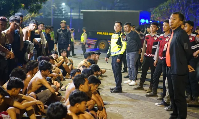 Polres Malang Amankan Pulihan Remaja yang Terjaring Razia Balap Liar