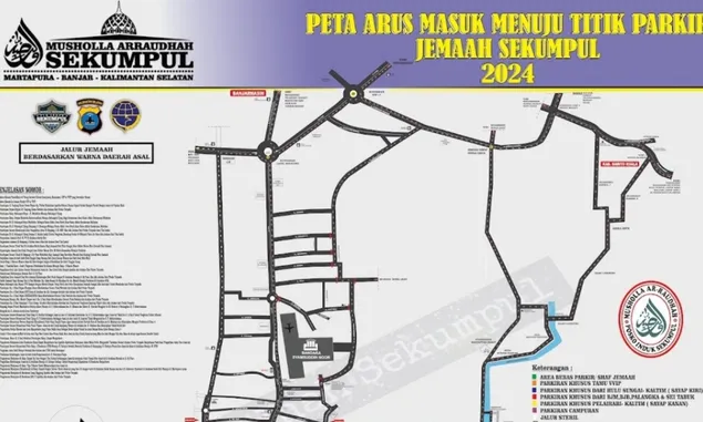 Peta PDF Arus Masuk Menuju Titik Parkir Haul Guru Sekumpul Ke-19 di Martapura