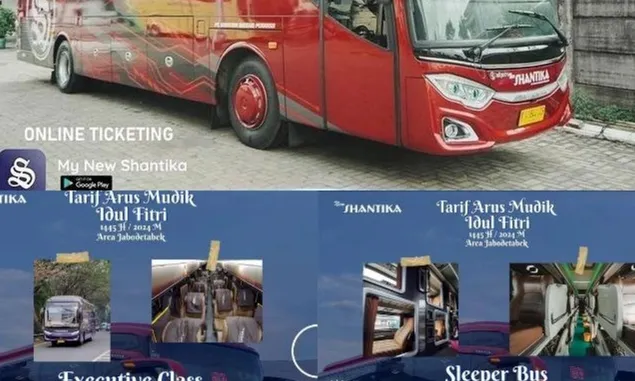 Tiket Bus New Shantika Mudik Lebaran Tanggal 21 22 23 24 25 26 27 Maret 2024 Area Jabodetabek dan Bandung