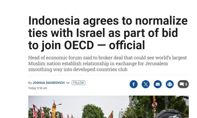 Heboh! Media Israel Sebut Indonesia Setuju Buka Hubungan Diplomatik dengan Tel Aviv