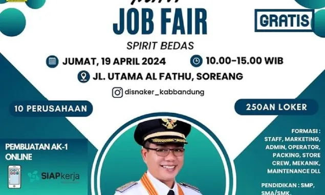 Pemkab Bandung Gelar Job Fair Gratis April 2024, Ada Ratusan Lowongan Kerja Bagi Lulusan SMP hingga Sarjana