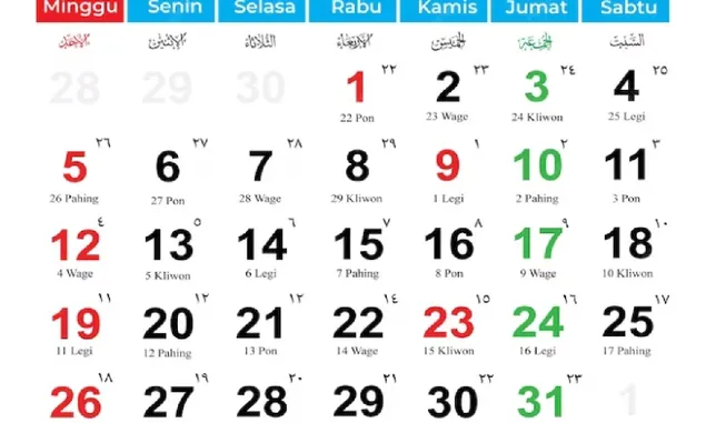 Kalender Jawa Bulan Mei 2024 Lengkap Weton
