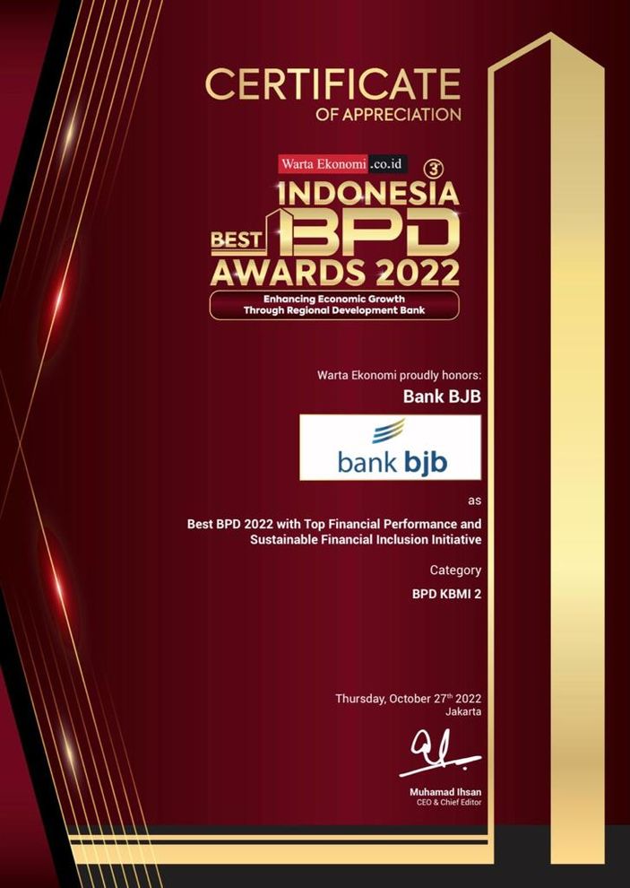 bank bjb Raih Penghargaan Best BPD 2022