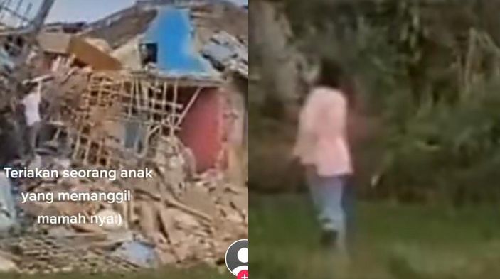 Di Depan Reruntuhan Gempa Cianjur, Seorang Anak Perempuan Berteriak Memanggil Mamanya