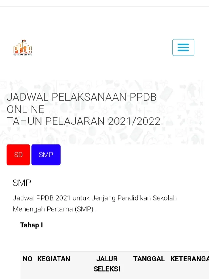 Link Pendaftaran PPDB Tangerang Kota Tahap 2 SMP 2021 Daftar Jalur ...