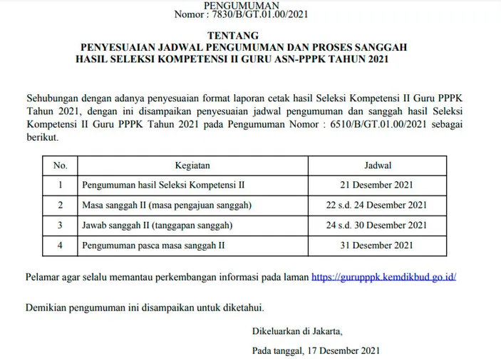 Pengumuman Hari Ini Cek Hasil Seleksi Pppk Guru Tahap 2 Di Link