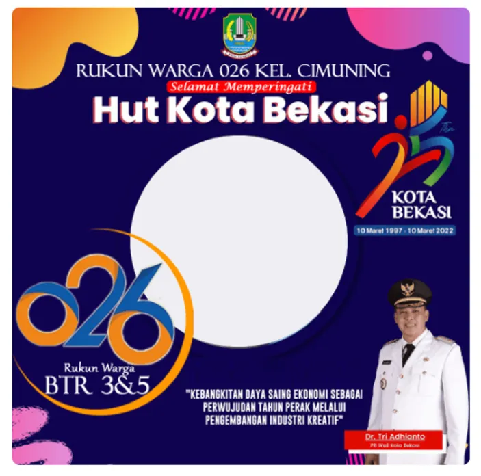 Twibbon Cantik Hari Ulang Tahun Kota Bekasi 2022, HUT Kota Bekasi yang ...