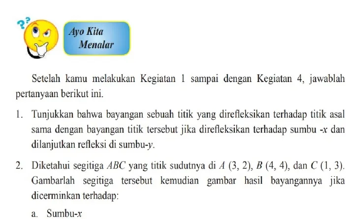 Kunci Jawaban Matematika Ayo Kita Menalar Smp Mts Kelas 9 Halaman 146 Nomor 1 2transformasi