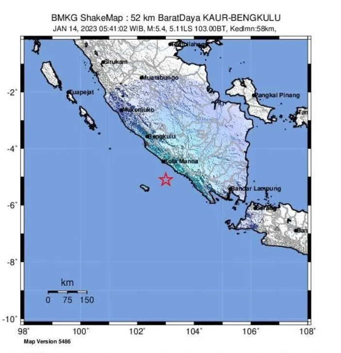 Bengkulu Kembali Diguncang Gempa Hari Ini Dengan Magnitudo Update 5 4