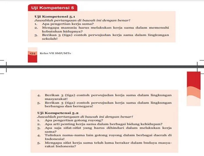 Kunci Jawaban PKN Kelas 7 Halaman 134 135 Uji Kompetensi 5.1 Kerja Sama ...