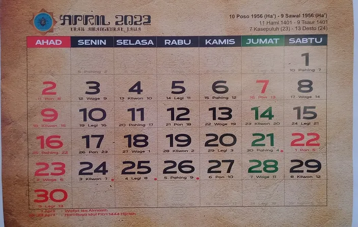 Kalender Jawa Hari Jumat 28 April 2023 Lengkap Nama Weton Watak Kelahiran Jumat Wage Dan Jumlah 5844