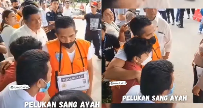 Viral Momen Achiruddin Hasibuan Peluk Anaknya saat Rekonstruksi, Netizen: Dia Tetap Seorang Ayah