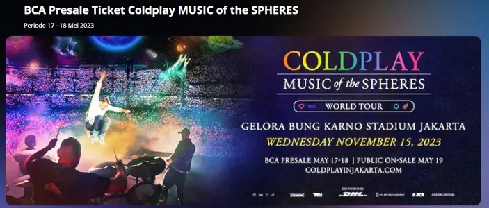 Pembelian Tiket Pre-sale BCA Nonton Konser Coldplay 15 November 2023 ...