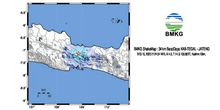 Gempa Bumi M4 5 Jenis Tektonik Dangkal Di Tegal Dirasakan Sampai Subang