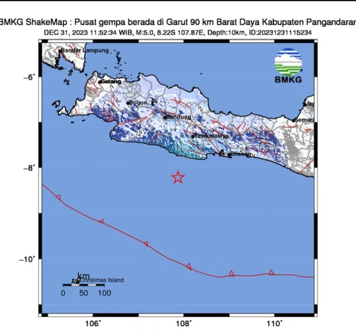 Gempa Terkini Terasa Hingga Garut Gempa Kembali Mengguncang Pangandaran 31 Desember 2023 Siang 