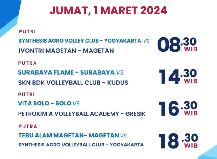 Jadwal Tayang VOLI Nusantara Cup 2024 Putra Putri Di MOJI TV Hari Ini 1 ...