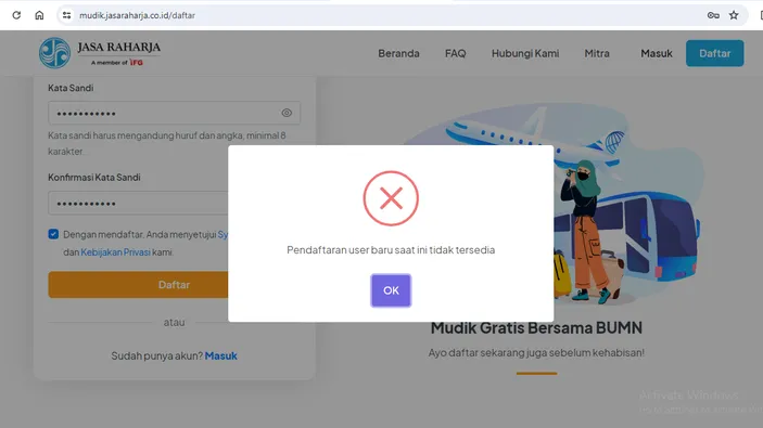 Tak Bisa Daftar Di Mudik Jasaraharja Co Id 2024 Tenang Klik Link Ini