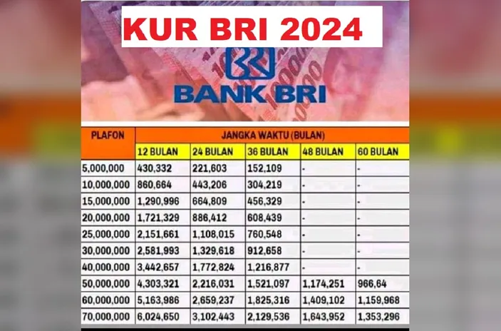 Simulasi Tabel KUR BRI Terbaru 2024: Plafon, Bunga, Tenor, Dan Syarat ...