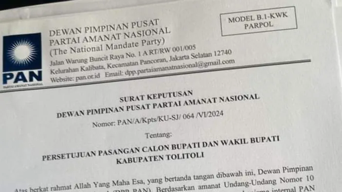 Petahana Di Pilkada Tolitoli Terima Form B1-KWK Dari PAN - Journal Telegraf