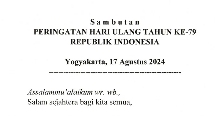 TEKS PDF Pidato RESMI Amanat Upacara HUT RI Ke-79 Pada 17 Agustus 2024 ...