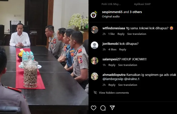 Tangkapan layar agenda silaturahim Jokowi dengan Serdik Sespimmen Polri Dikreg ke-65