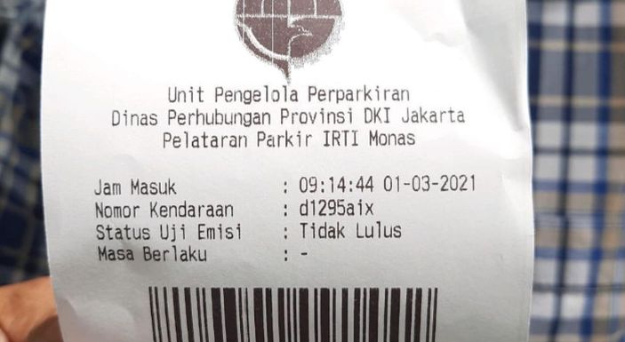 Tiket parkir berdasarkan uji emisi yang sedang dikembangkan Pemerintah Provinsi DKI Jakarta