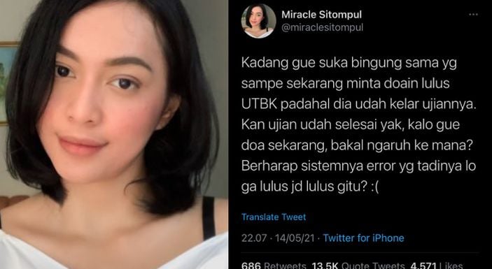 Sebut Doa Minta Lulus UTBK Tak Ada Gunanya, Akun 'Miracle' Viral dan