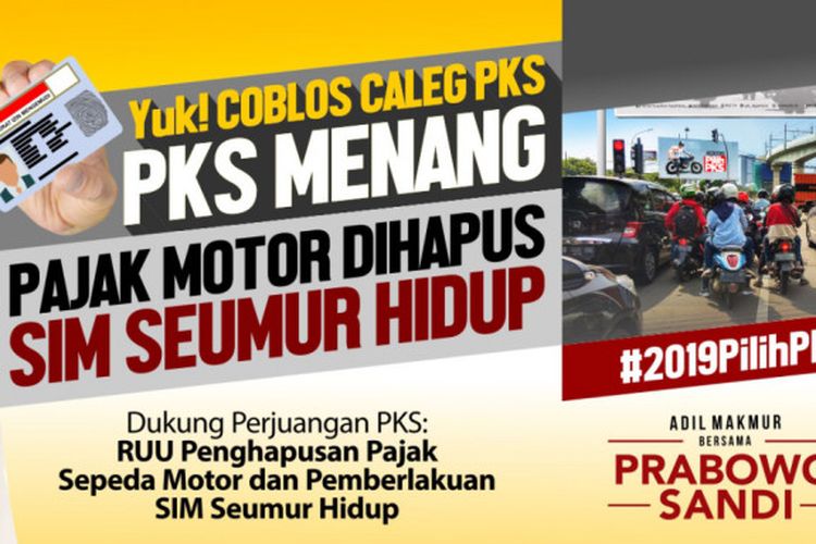 PKS Kampanye SIM Seumur Hidup dan Hapus Pajak  Sepeda  Motor  