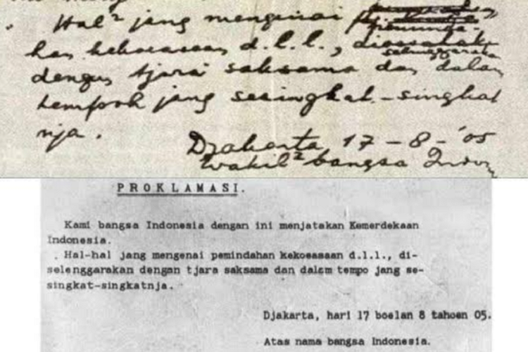 naskah proklamasi kemerdekaan indonesia yang autentik adalah naskah