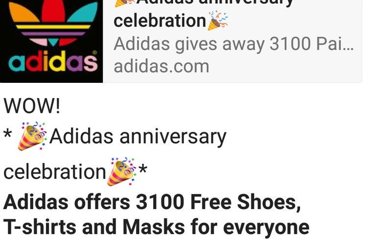 adidas offers 3100 free shoes