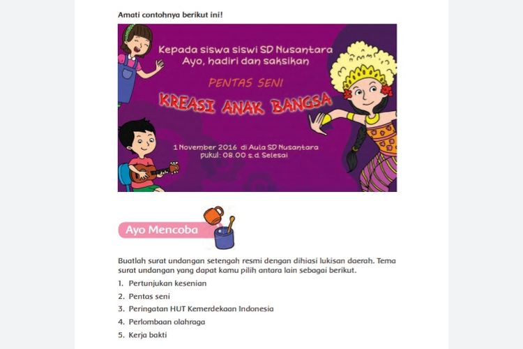 Kunci Jawaban Tema 7 Kelas 5 Halaman 191 192 193 194 195 Buku Tematik Subtema 3 Surat Undangan Setengah Resmi Metro Lampung News