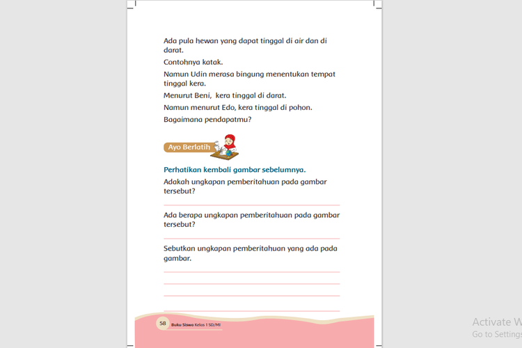 Kunci Jawaban Tema 7 Kelas 1 Halaman 57 58 59 60 61 62 63 64 65 Buku Tematik Ada Berapa Ungkapan Pemberitahuan Metro Lampung News