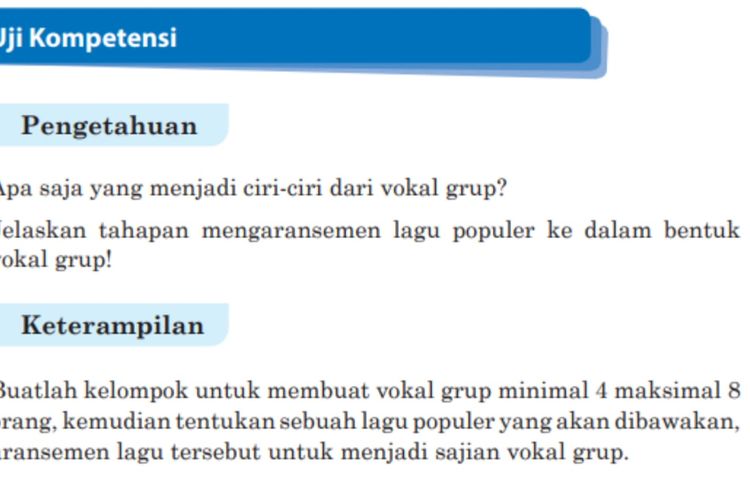 Kunci Jawaban Seni Budaya SMP Kelas 9 Halaman 70, Uji Kompetensi Ciri Vokal Grup - Ringtimes Banyuwangi - Halaman 2