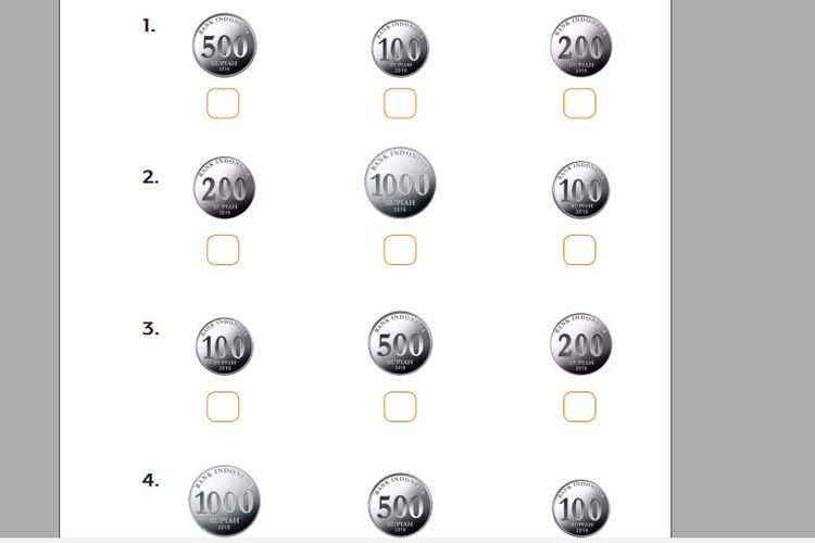 Bandingkan Pecahan Mata Uang Berikut! Kunci Jawaban Tema 3 Kelas 2 SD MI  Halaman 8 dan 9 Subtema 1 - Kabar Lumajang