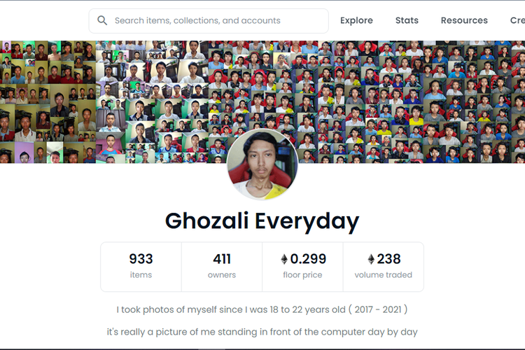  Profil  Ghozali Ghozalu yang Jual Gambar  Selfi Sebagai NFT 