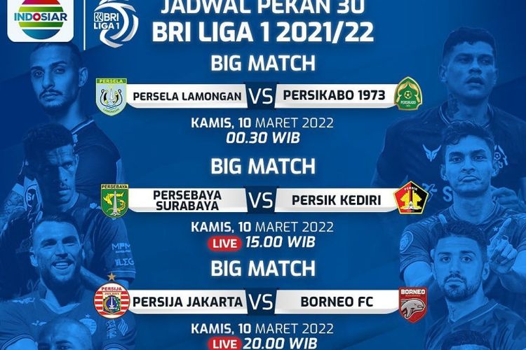 Live Persebaya Vs Persik Persija Vs Borneo FC Jadwal Indosiar Kamis 10