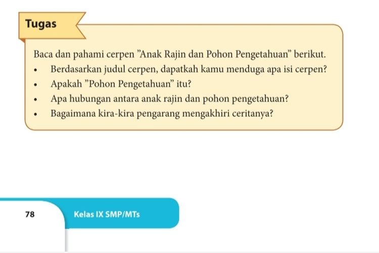 Kunci Jawaban Bahasa Indonesia Kelas 9 Halaman 78, Tugas Di Kotak Warna ...