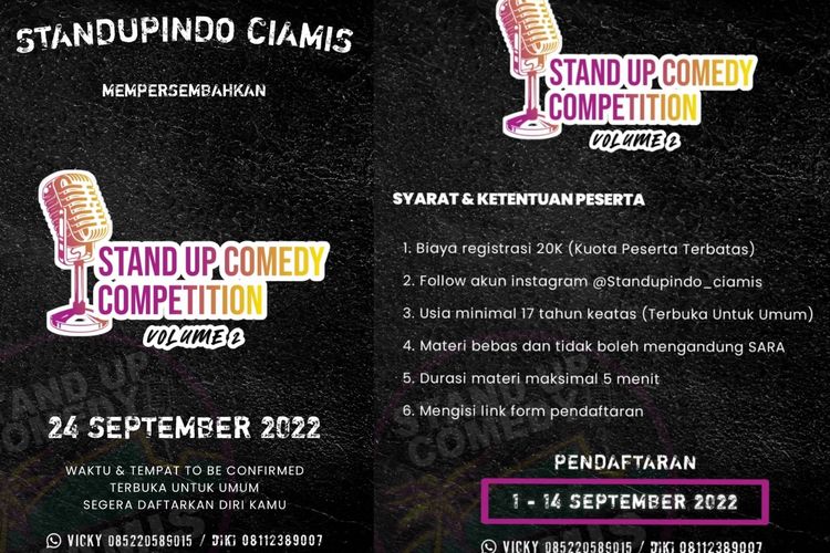 Komunitas Stand Up Indo Ciamis Akan Gelar Lomba Stand Up Comedy