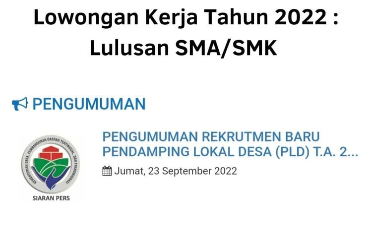 Lowongan Kerja: Rekrutmen Pendamping Lokal Desa (PLD) Tahun 2022 ...