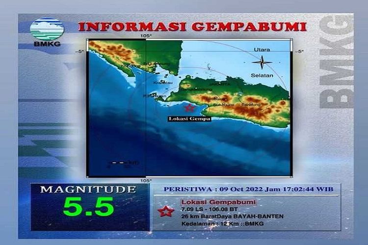 Gempa Magnitudo 5 5 Terjadi Di Bayah Banten Minggu 9 Oktober 2022 Ini