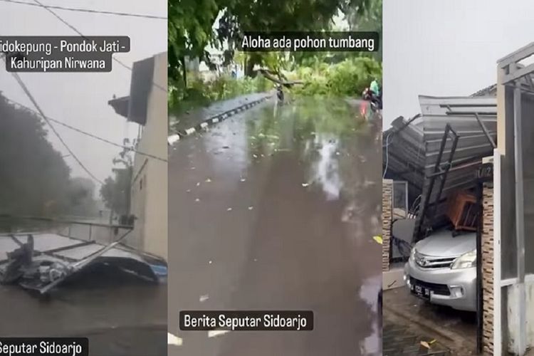 Viral Video Ngerinya Hujan Angin Terjang Sidoarjo Hingga Tumbangkan