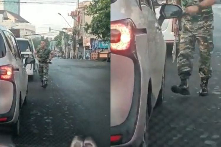 Oknum TNI Emosi Mobilnya Dipepet, Amuk Pengendara Sienta Sambil Bawa Sangkur