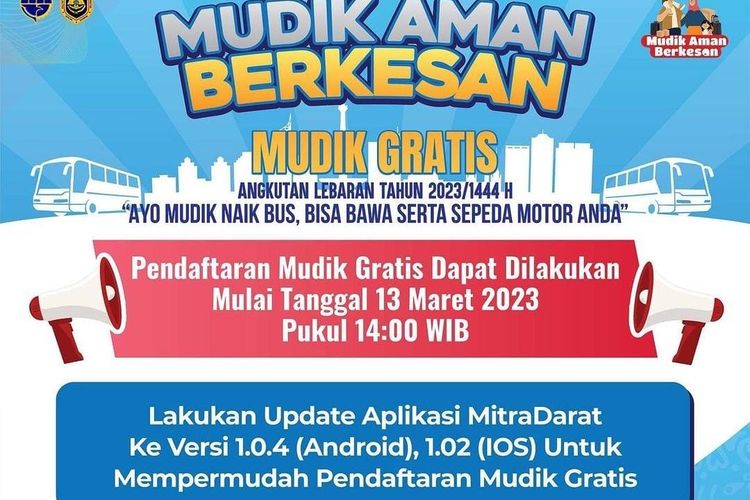 Pendaftaran Mudik Gratis Kemenhub 2023 Dibuka Jadwal Keberangkatan