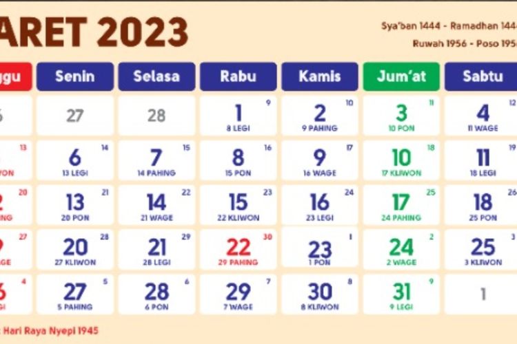 22 Maret 2023 Hari Apa 22 Maret Libur Apa Dalam Satu Minggu Hanya