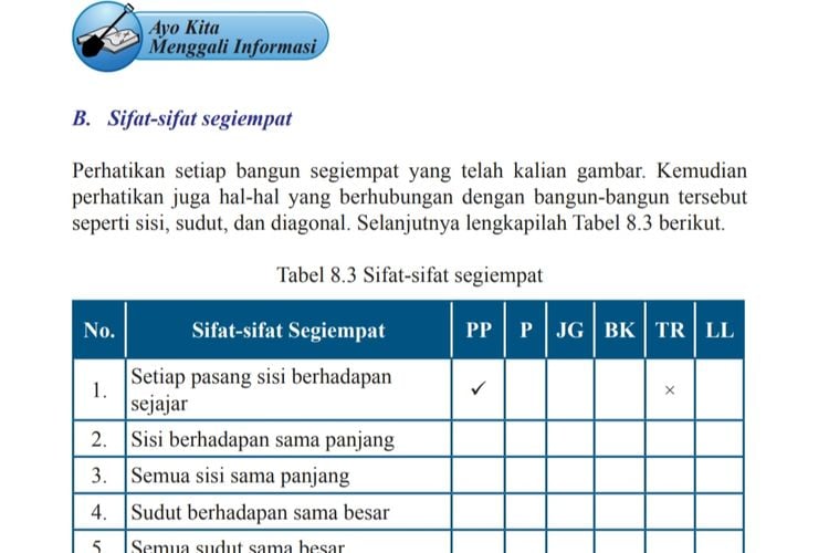 Kunci Jawaban Matematika Kelas Halaman Semester Tabel