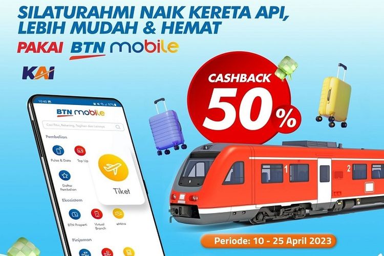 Cara Dapatkan Promo Cashback 50 Persen Tiket Mudik Kereta Api Lebaran