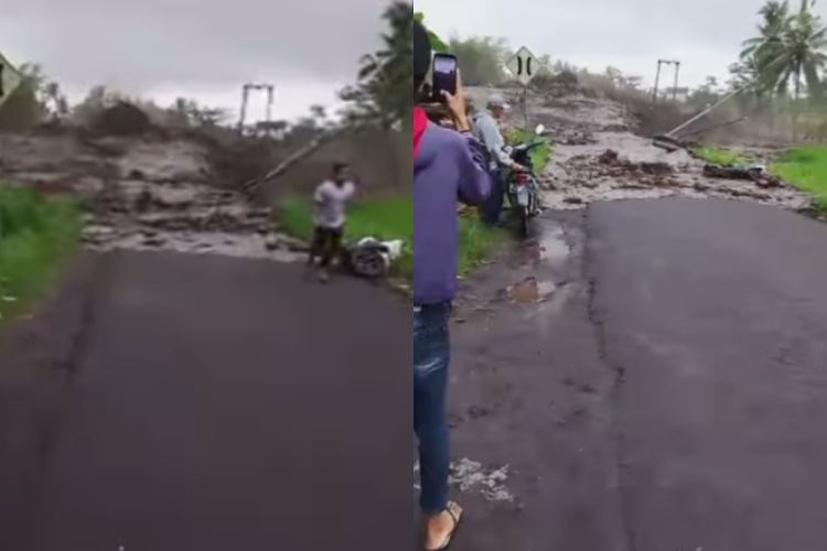 Detik-detik Warga Berlarian Dikejar Banjir Lahar Dingin di Lumajang, Air Meluap hingga ke Jalanan