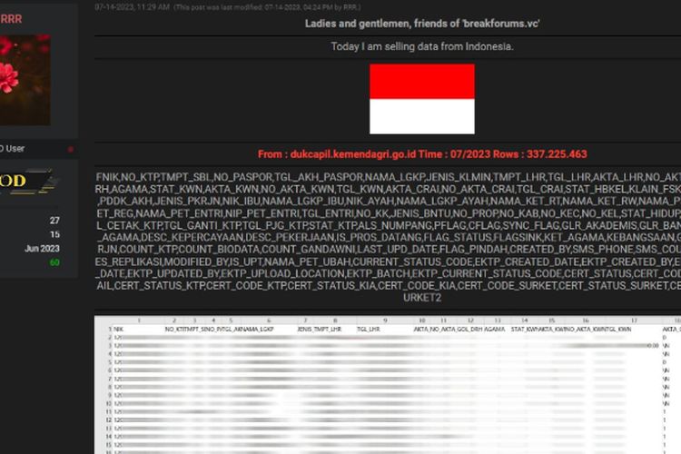 337 Juta Data Masyarakat Indonesia Kembali Bocor, dari NIK, No KK, sampai Nama Ayah Ibu Tersebar Bebas