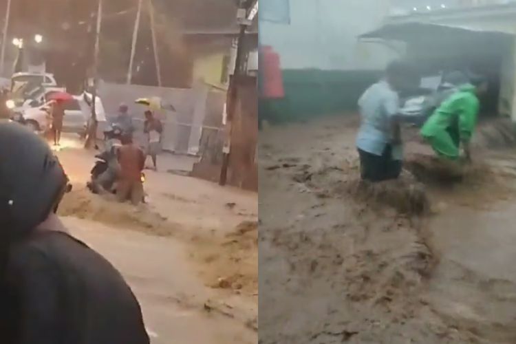 Warga Jayapura Nekat Terjang Banjir di Jalanan, Sudah Jadi Langganan Tiap Hujan Deras